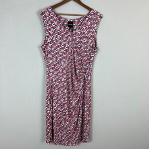 Nic+Zoe Dress‎ XL Pink Geometric Gathered Waist Twist Stretch Knit Sleeveless